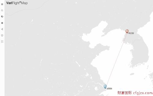 飞常准平壤-上海航线图