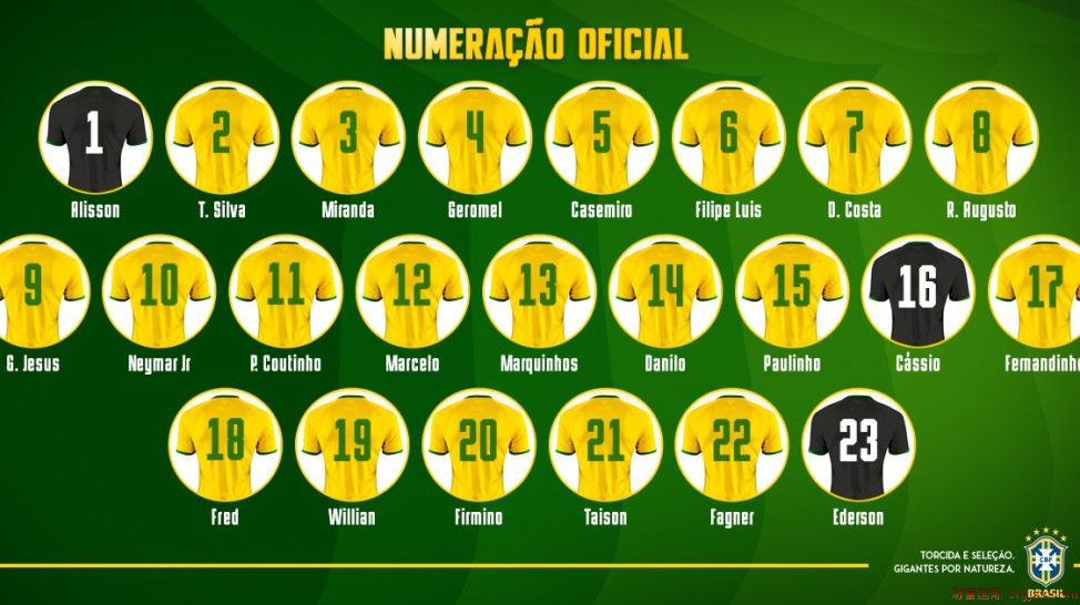 巴西世界杯号码：内马尔10号，奥古斯托8号_蓝雪梨国际足球新闻