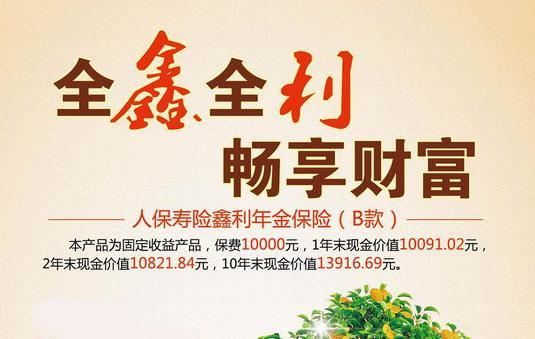 2017人保寿险鑫利年金保险(B款) 两年预期8.21%心动来袭