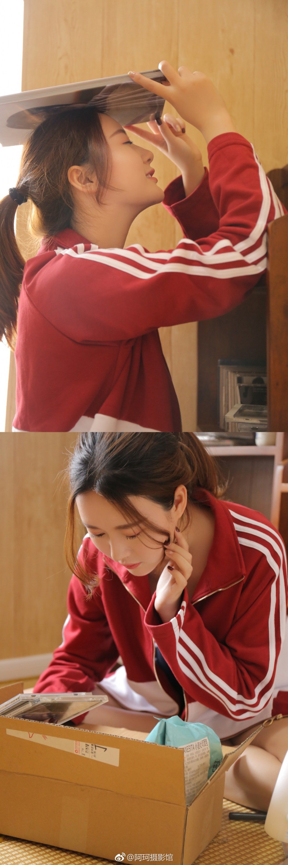 死水库泳衣美女高束马尾白嫩长腿闺房作画情趣写真图片
