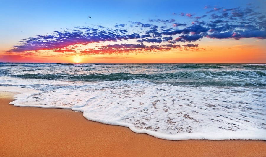 美丽的海滩唯美夕阳风光风景图片