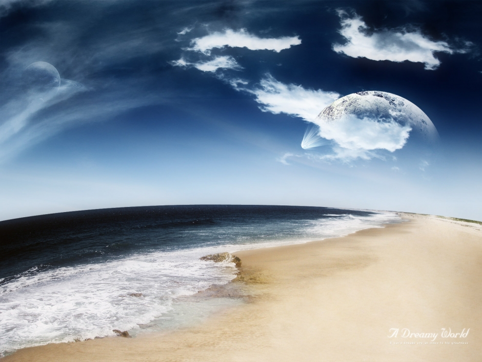 海滩与天空蓝色桌面背景