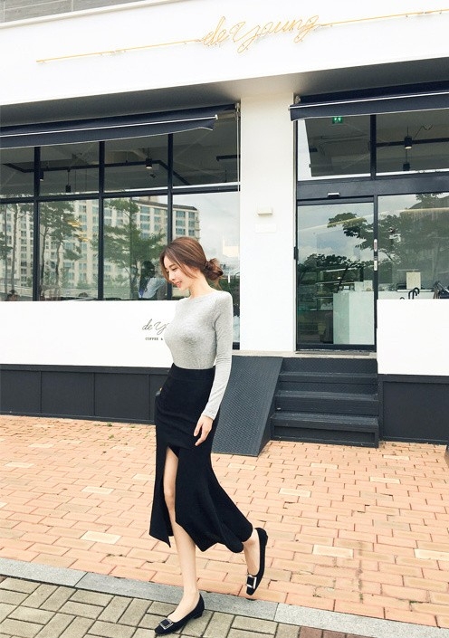 气质不凡时尚美女模特美臀长腿街拍图片