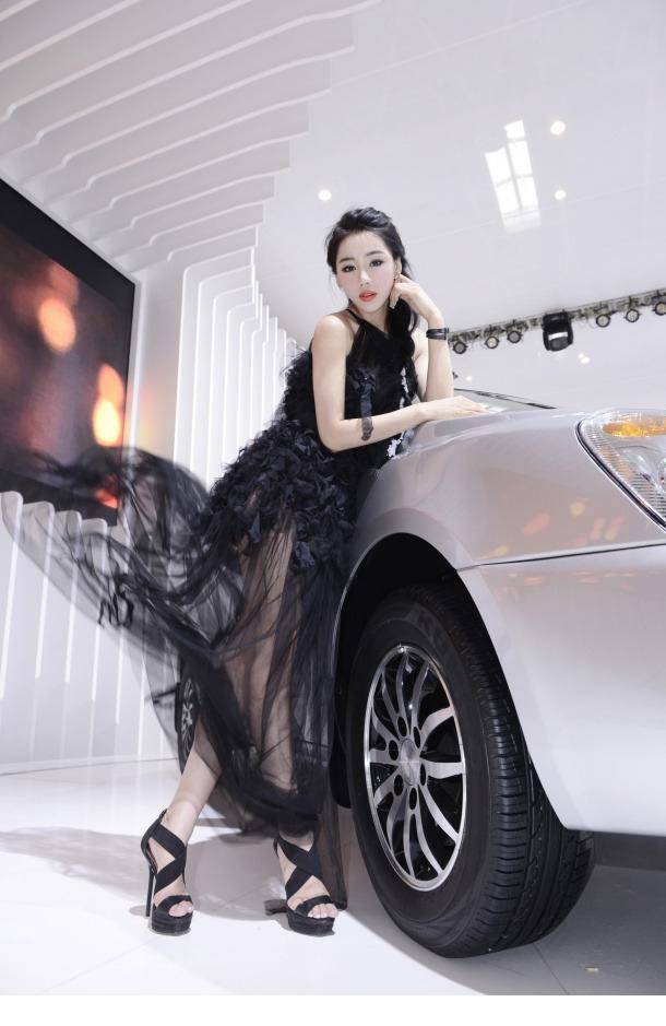 性感车模金美辛烈焰红唇迷人照