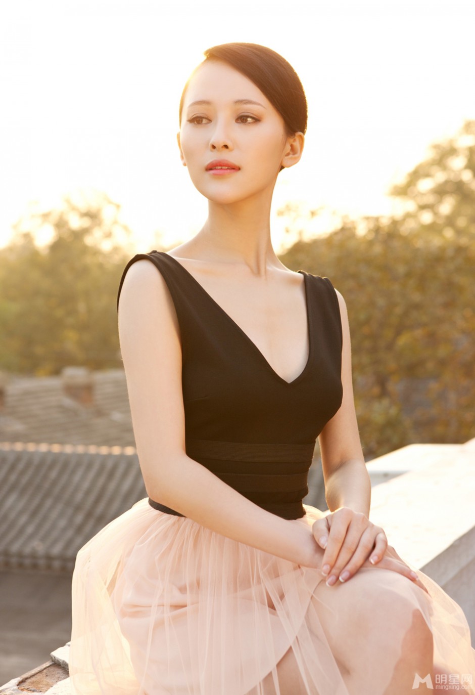 内地漂亮女明星刘娜萍逆光唯美写真