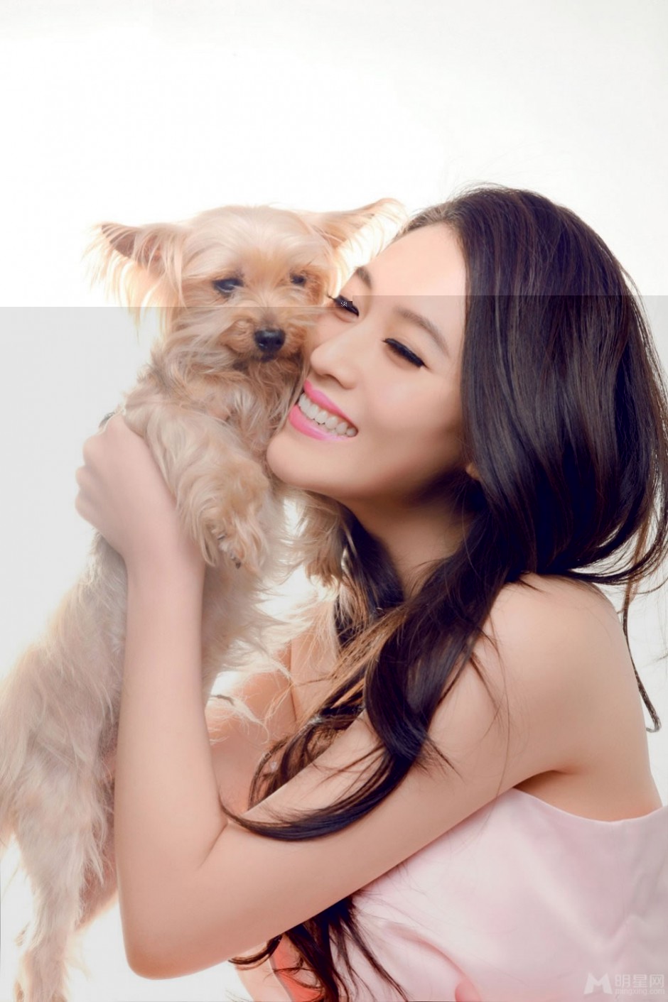 家有儿女宁丹琳携携宠物狗拍摄写真图片