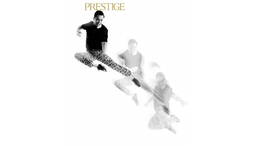 甄子丹展拳腿显霸气黑白写真