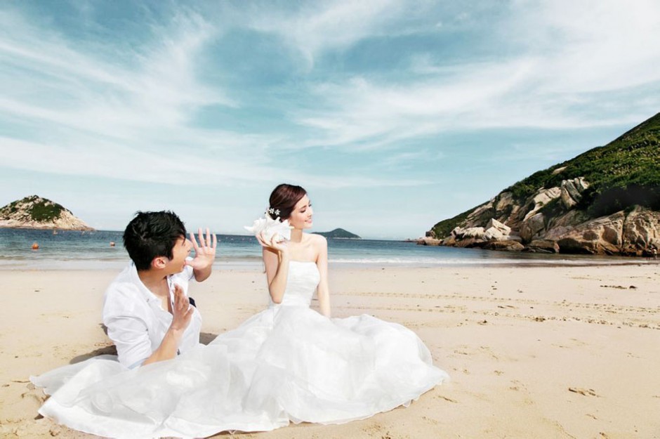 吴千语性感唯美浪漫海边婚纱照