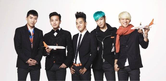 韩国男团BigBang航空宣传活力充沛