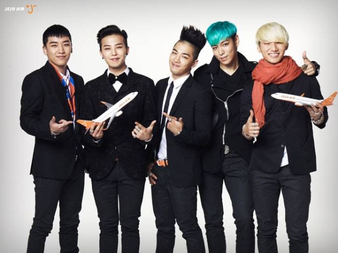 韩国男团BigBang航空宣传活力充沛