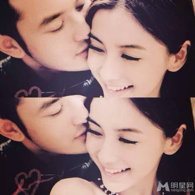 黄晓明Angelababy口含玫瑰甜蜜情侣照